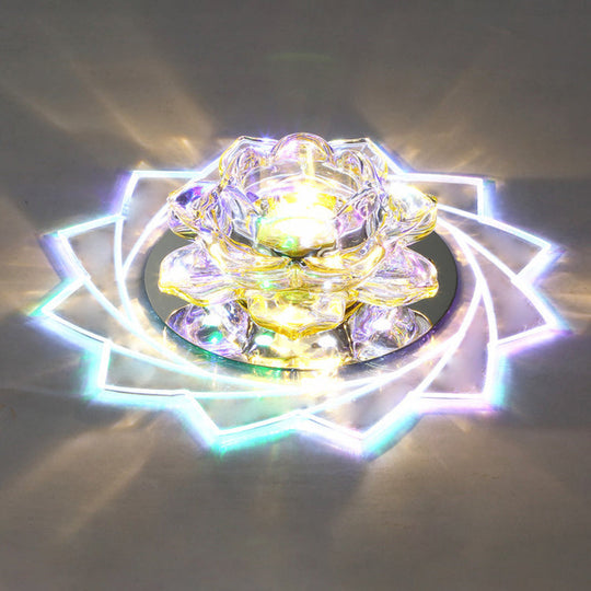 Clear Crystal LED Flush Mount Ceiling Light - Modern Hallway Lighting