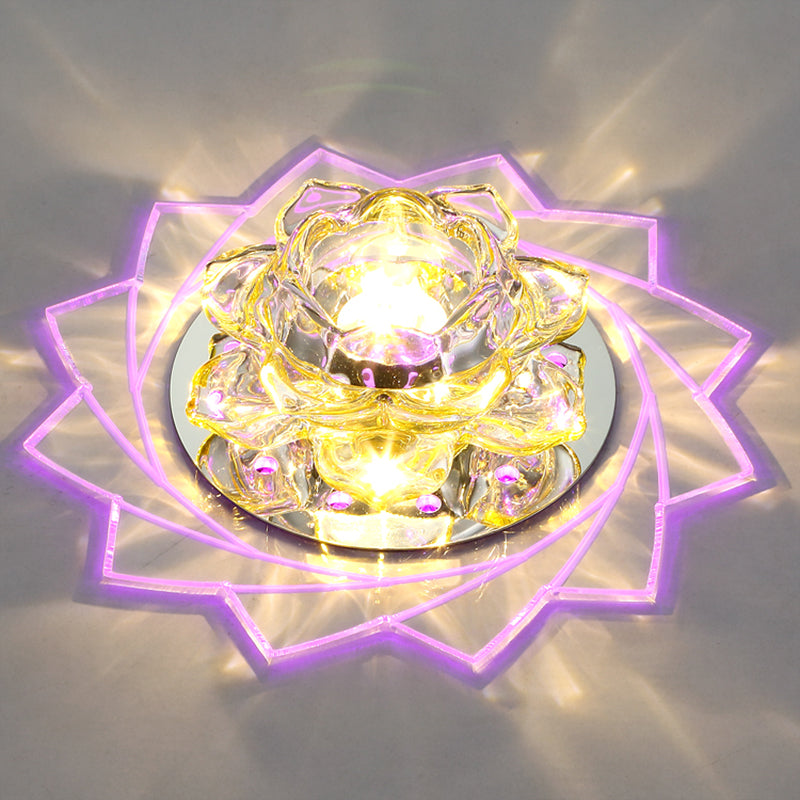 Clear Crystal LED Flush Mount Ceiling Light - Modern Hallway Lighting