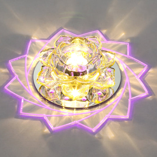 Clear Crystal LED Flush Mount Ceiling Light - Modern Hallway Lighting