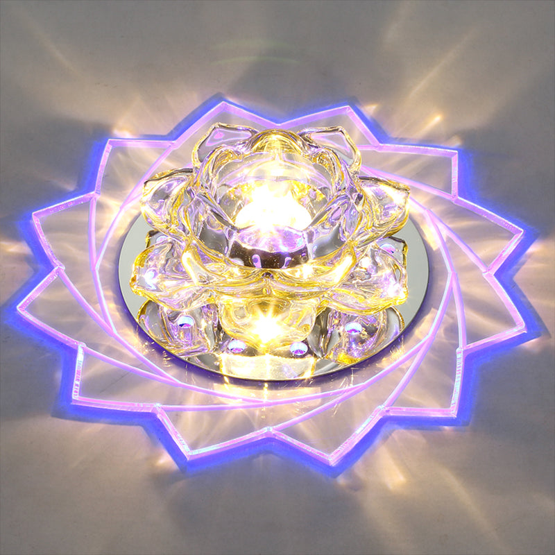 Clear Crystal LED Flush Mount Ceiling Light - Modern Hallway Lighting