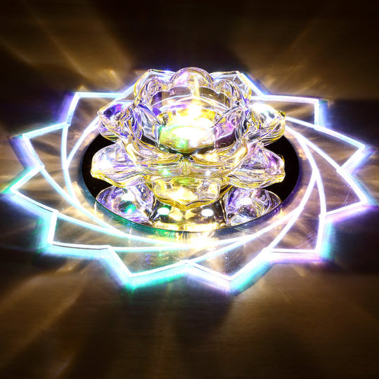 Clear Crystal LED Flush Mount Ceiling Light - Modern Hallway Lighting