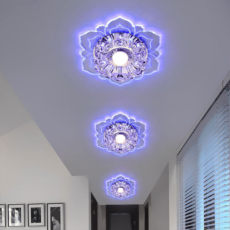 Modern Clear LED Flush Ceiling Light for Foyer - Blossom Shade Crystal Flush Light