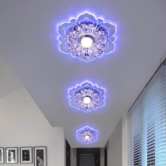 Modern Clear LED Flush Ceiling Light for Foyer - Blossom Shade Crystal Flush Light