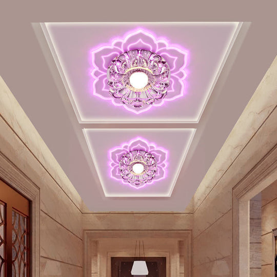 Modern Clear LED Flush Ceiling Light for Foyer - Blossom Shade Crystal Flush Light