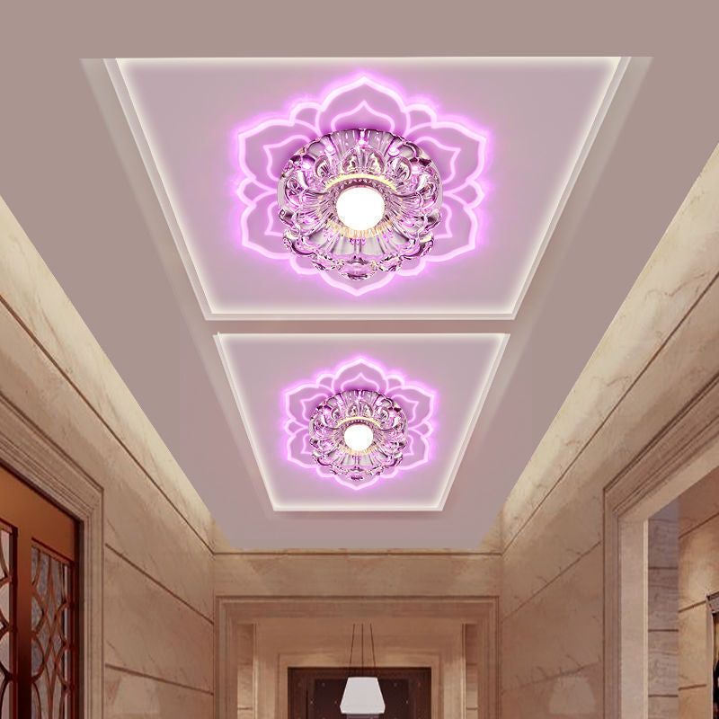 Modern Clear Led Flush Ceiling Light For Foyer - Blossom Shade Crystal