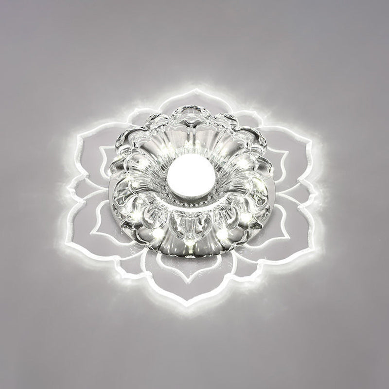 Modern Clear LED Flush Ceiling Light for Foyer - Blossom Shade Crystal Flush Light