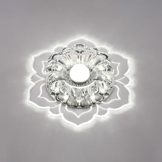Modern Clear LED Flush Ceiling Light for Foyer - Blossom Shade Crystal Flush Light