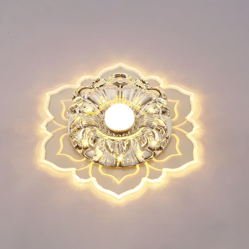Modern Clear LED Flush Ceiling Light for Foyer - Blossom Shade Crystal Flush Light