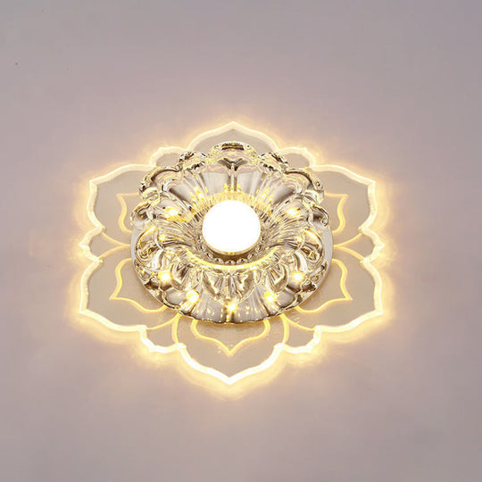 Modern Clear LED Flush Ceiling Light for Foyer - Blossom Shade Crystal Flush Light