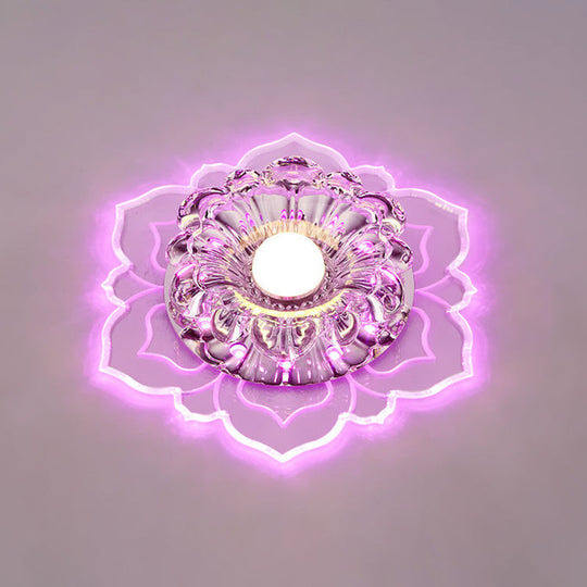 Modern Clear LED Flush Ceiling Light for Foyer - Blossom Shade Crystal Flush Light