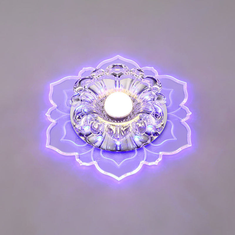 Modern Clear LED Flush Ceiling Light for Foyer - Blossom Shade Crystal Flush Light