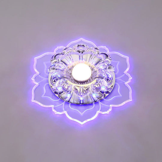 Modern Clear LED Flush Ceiling Light for Foyer - Blossom Shade Crystal Flush Light