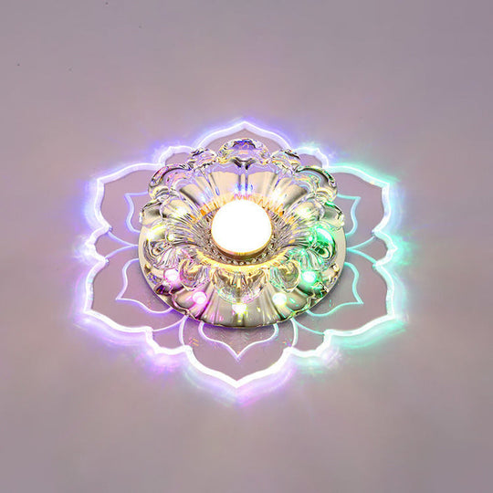 Modern Clear LED Flush Ceiling Light for Foyer - Blossom Shade Crystal Flush Light