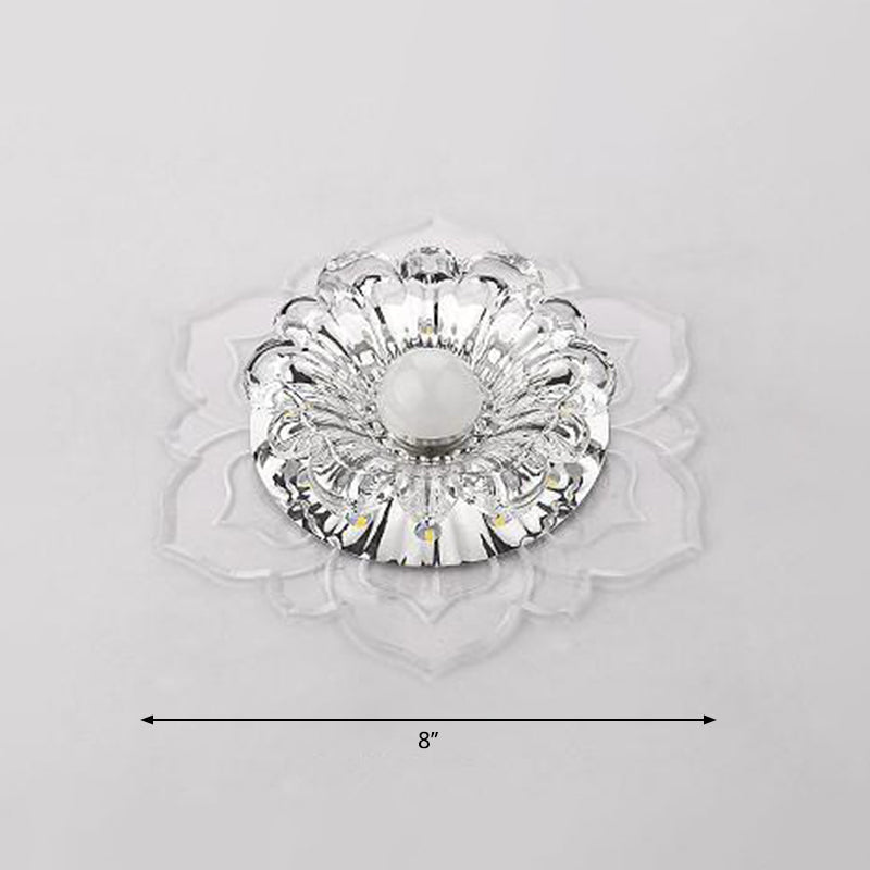 Modern Clear LED Flush Ceiling Light for Foyer - Blossom Shade Crystal Flush Light