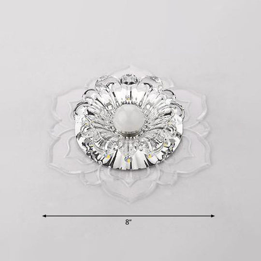 Modern Clear LED Flush Ceiling Light for Foyer - Blossom Shade Crystal Flush Light