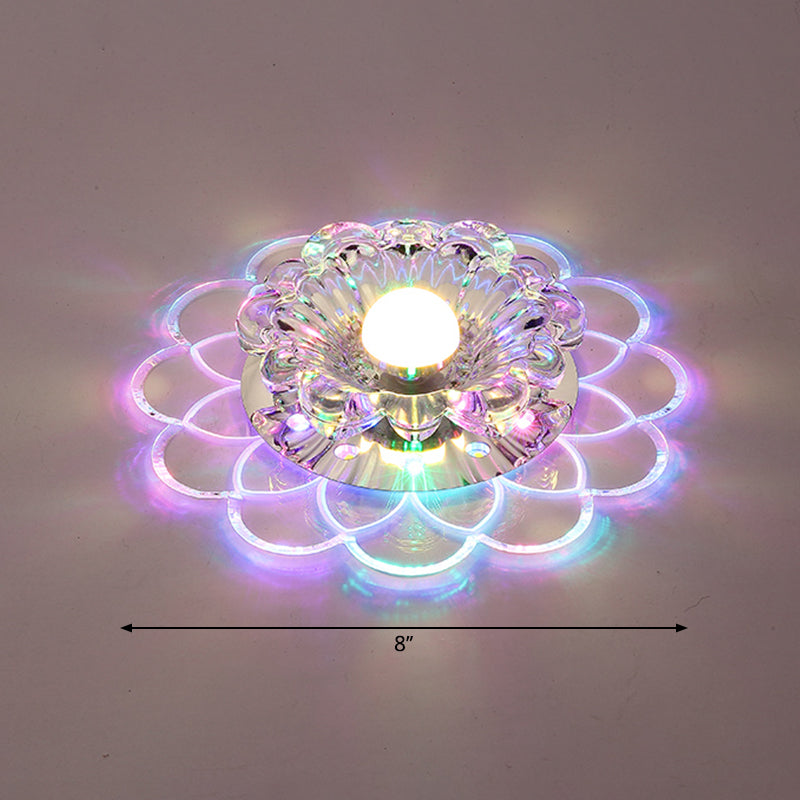 Modern Floral Flush Ceiling Light - Crystal LED Flush Mount for Clear Entryway Lighting