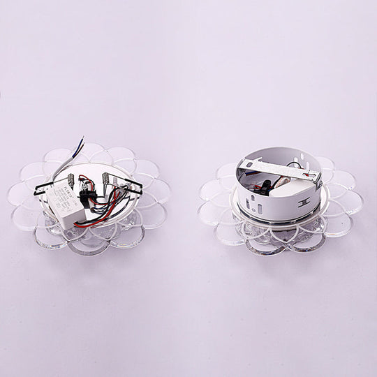 Modern Floral Flush Ceiling Light - Crystal LED Flush Mount for Clear Entryway Lighting