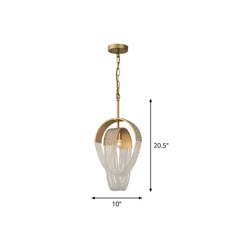 Golden Fringed Suspension Light - Post-Modern Crystal Pendant For Dining Room 1 / Gold