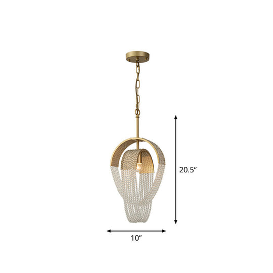 Golden Fringed Suspension Light - Post-Modern Crystal Pendant For Dining Room 1 / Gold