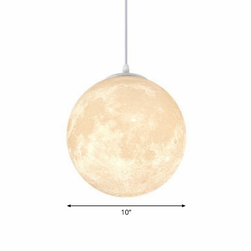Artistic Moon Restaurant LED Suspension Lamp - White Metal Hanging Ceiling Light