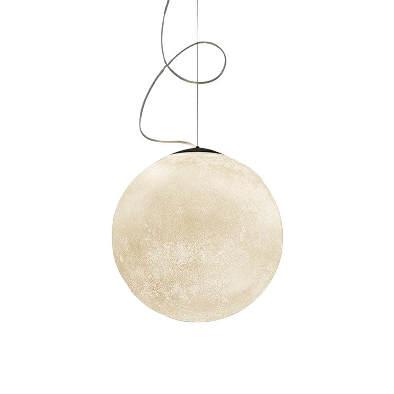 Minimalist Moon Shaped Hanging Lamp: Resin Ceiling Light in White