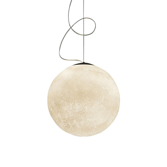 Minimalist Moon Shaped Hanging Lamp: Resin Ceiling Light in White