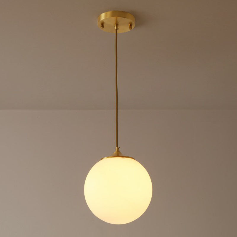 Suspension moderne en verre blanc givré pour salle à manger avec suspension globale - 1 ampoule