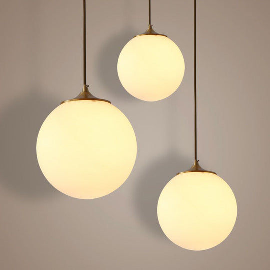 Sleek Frosted White Glass Pendant Light With Global Suspension - Ideal For Dining Rooms 1 Bulb Drop