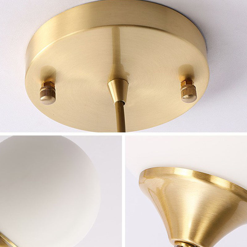 Suspension moderne en verre blanc givré pour salle à manger avec suspension globale - 1 ampoule