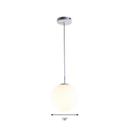Modern Opaque Glass Hanging Pendant Lamp For Dining Room - White Sphere Design / 16