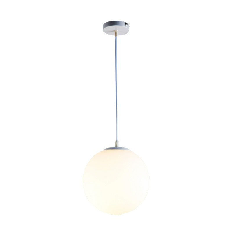 Minimalist White Sphere Opal Glass Ceiling Lamp for Single Restaurant