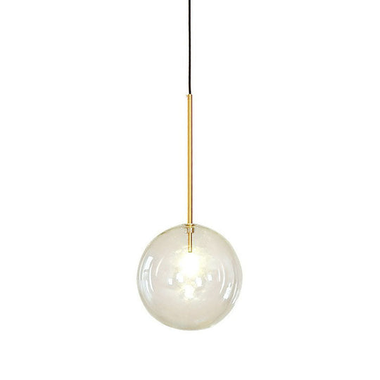 Minimalist Hand-Blown Glass Globe Hanging Lamp - Gold Finish Pendant Light