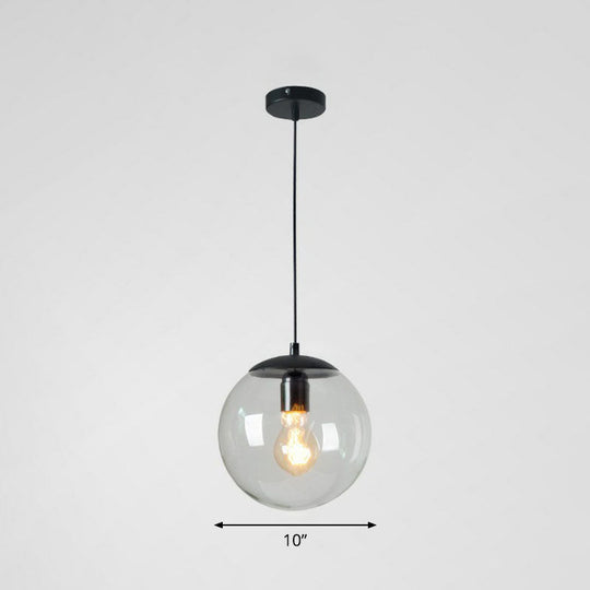 Minimalist Clear Glass Globe Pendant Light For Restaurants Black / 10 B