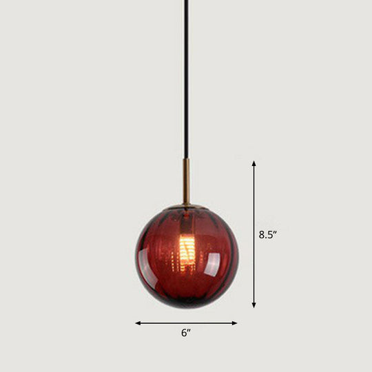 Contemporary Multi-Color Glass Ball Pendulum Pendant Light For Dining Table