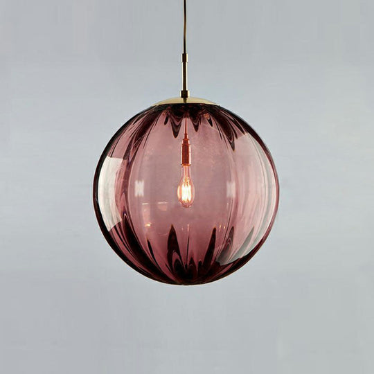 Autumn - Modern Glass Pumpkin Ball Shaped Pendant Modern 1-Light Hanging Light Fixture for Dining Room