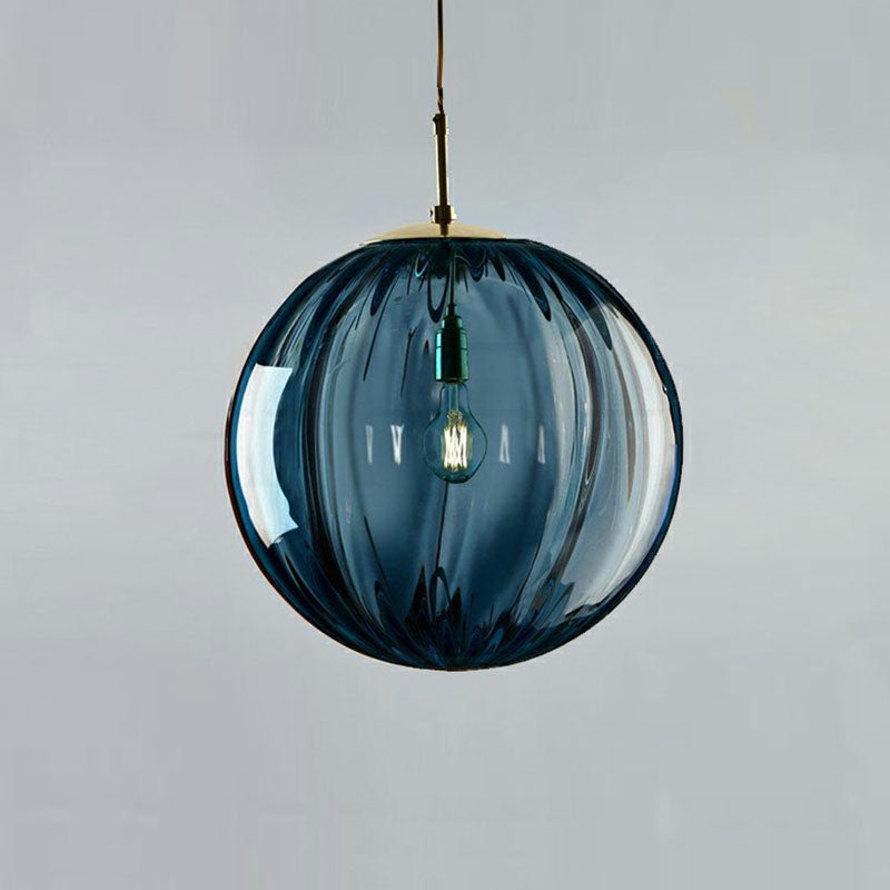 Autumn - Modern Glass Pumpkin Ball Shaped Pendant Modern 1-Light Hanging Light Fixture for Dining Room
