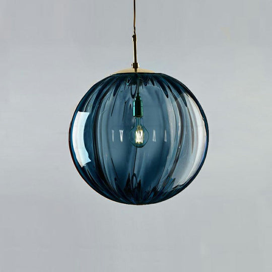 Autumn - Modern Glass Pumpkin Ball Shaped Pendant Modern 1-Light Hanging Light Fixture for Dining Room