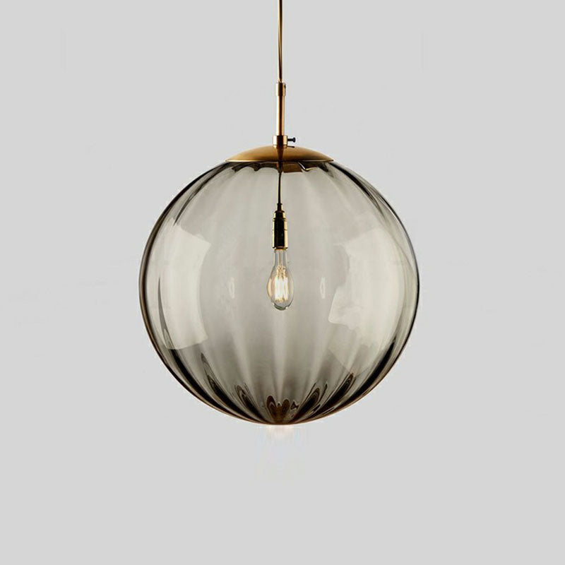 Autumn - Modern Glass Pumpkin Ball Shaped Pendant Modern 1-Light Hanging Light Fixture for Dining Room