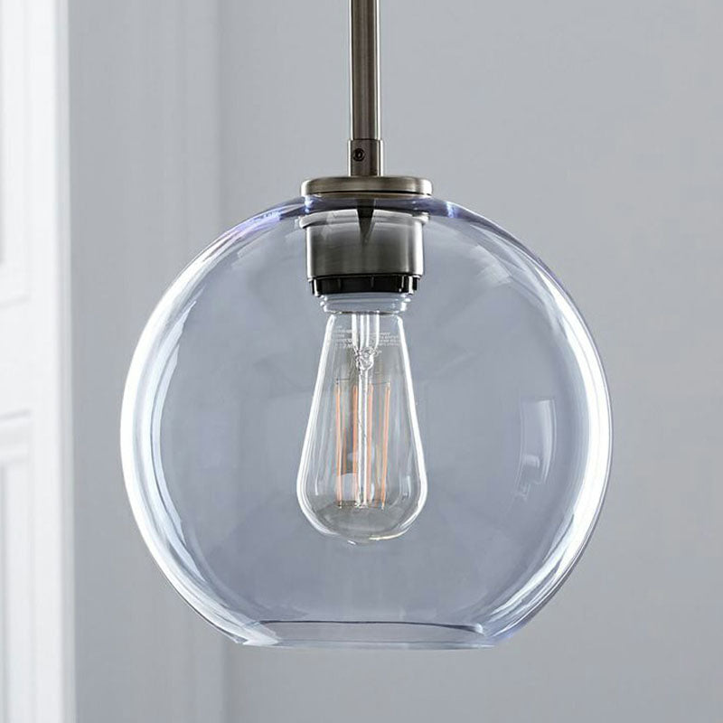 Sleek 1-Light Suspension Pendant With Globe Glass Shade - Perfect For Dining Room Ceilings