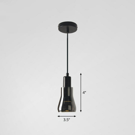 Contemporary Black Smoke Grey Glass Pot Lid Pendant Light for Dining Room Ceiling Lighting