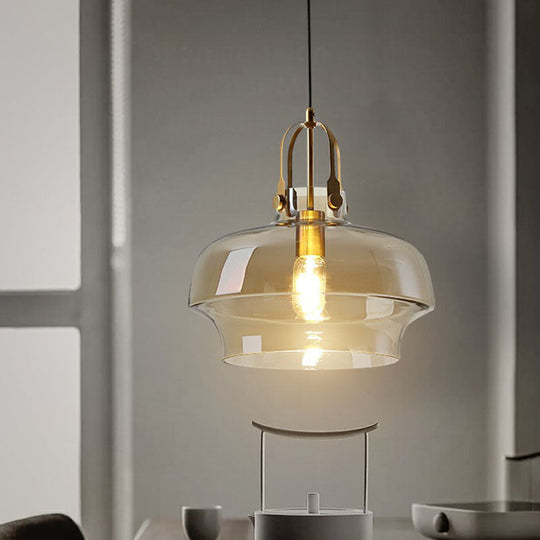 Modern Glass Pot-Shaped Pendant Light for Dining Room Ceiling