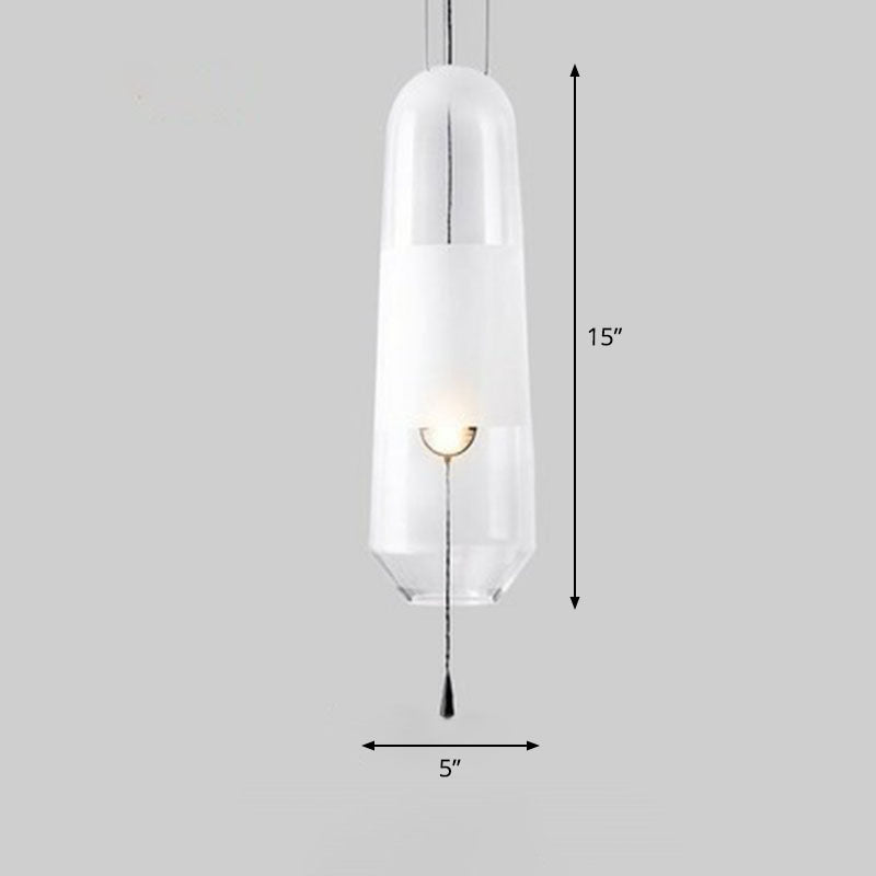Lampe de plafond suspendue elliptique à 1 ampoule en verre nordique pour salle à manger avec chaîne de traction