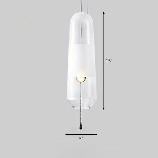 Lampe de plafond suspendue elliptique à 1 ampoule en verre nordique pour salle à manger avec chaîne de traction