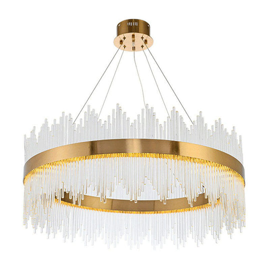 Modern Gold Crystal Rod LED Ceiling Chandelier for Living Room