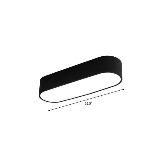 Simple Black Metallic Oval LED Ceiling Lamp - Flush Mount Light Fixture for Aisle
