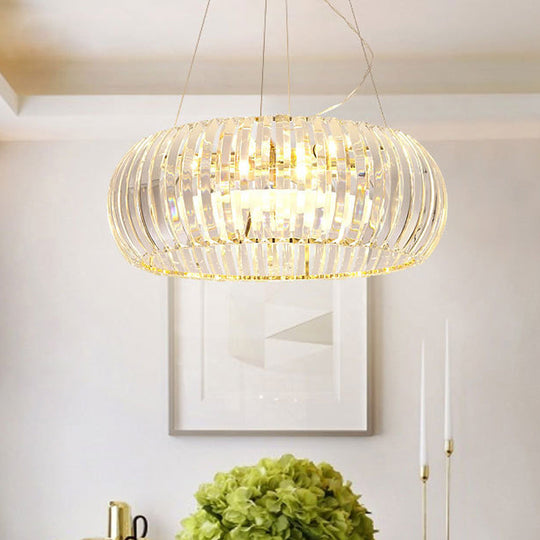 Minimal Gold Globe Chandelier with 6 Crystal Lights - Living Room Pendant Fixture