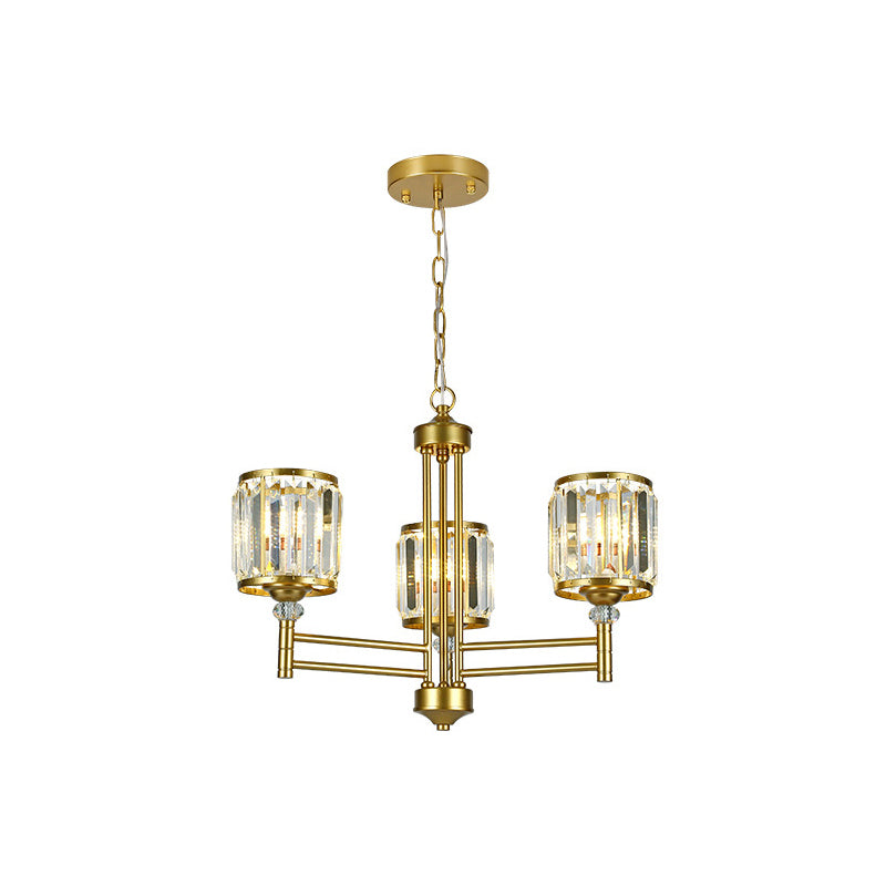 Contemporary Crystal Radial Hanging Chandelier - Brass Finish - 3/6/8 Lights - Bedroom Lighting