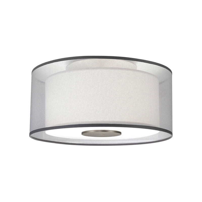 Classical White Fabric Drum Flush Mount Lamp - 4 Lights Ceiling Light Fixture, 16"/19.5”/23.5" Wide