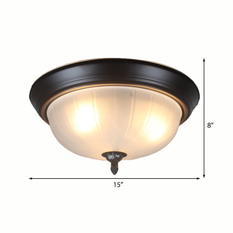 Traditional Frosted Glass Bowl Flushmount Light with 3 Black Ceiling Lighting Options - 13"/15"/19" Wide