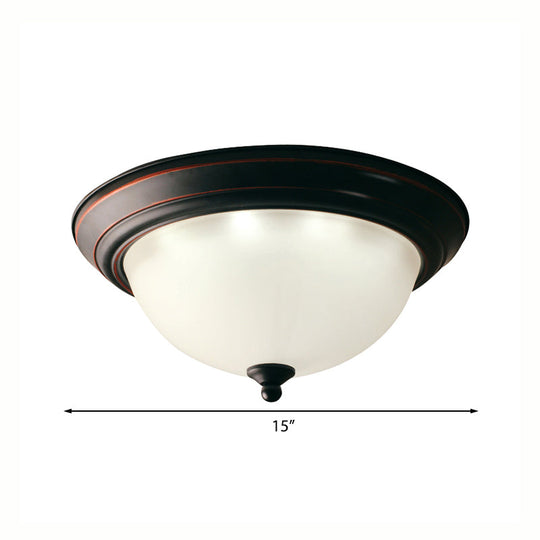 Traditional Flush Mount LED Ceiling Lamp - Black Bowl Design for Living Room (11",15",19") - Warm/White Light